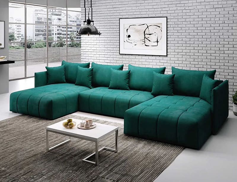 sofa chữ U bày trí cho biệt thự hiện đại