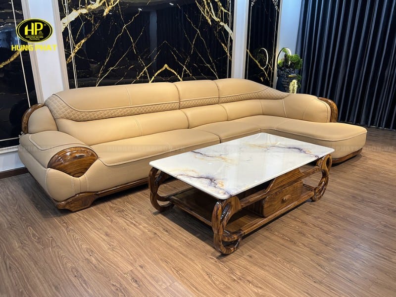 sofa da bò góc l nhập khẩu wj165