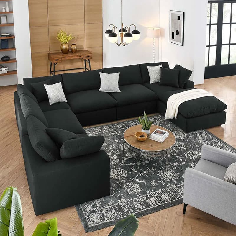 sofa màu đen bọc vải hiện đại