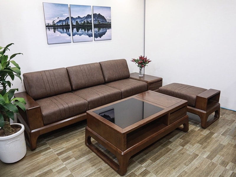 sofa gỗ 2m3 sang trọng