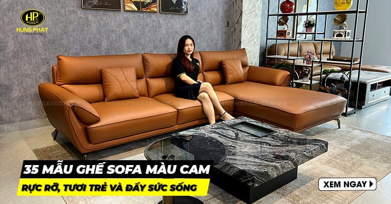 35 mẫu ghế sofa màu cam rực rỡ, tươi trẻ và đầy sức sống