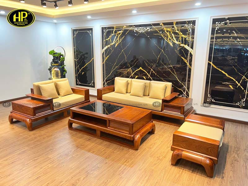 ghế sofa gỗ màu be