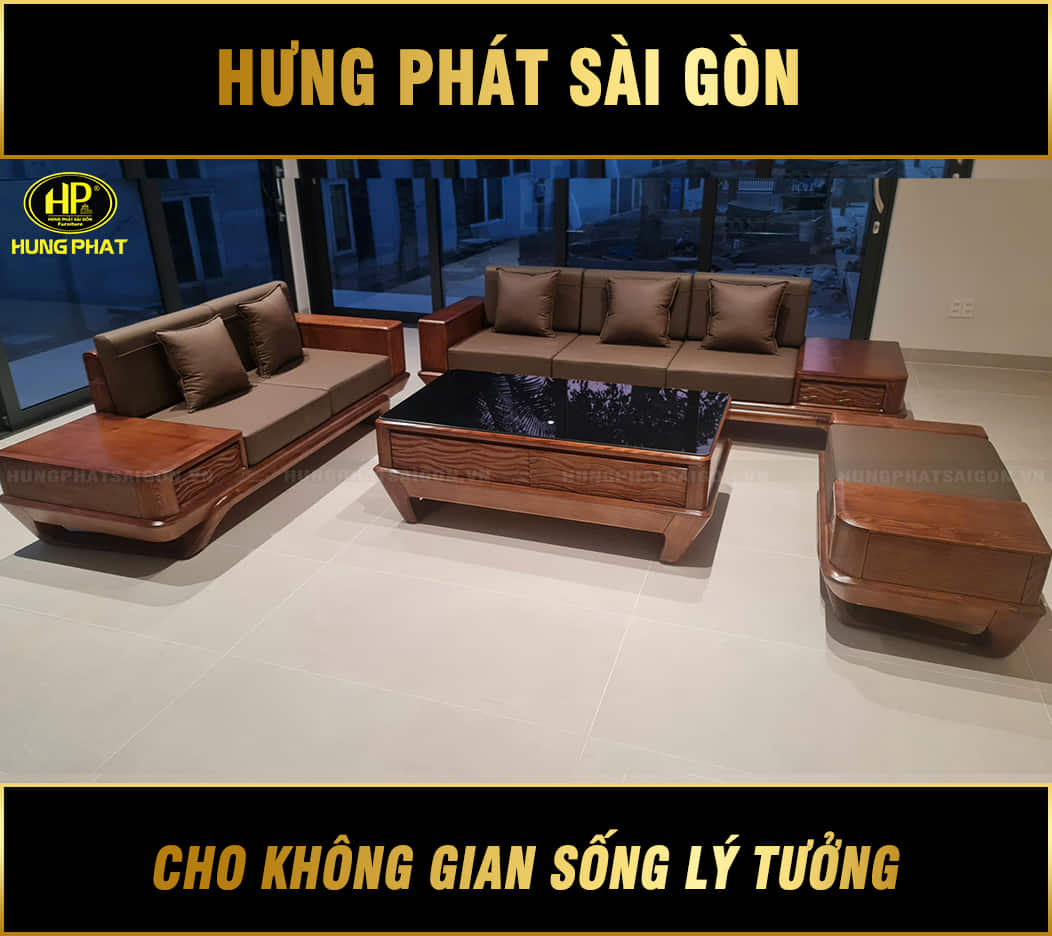 ghế sofa gỗ sồi nhập khẩu hs-45