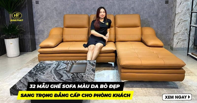 19 mẫu ghế sofa màu da bò sang trọng, đẳng cấp cho phòng khách