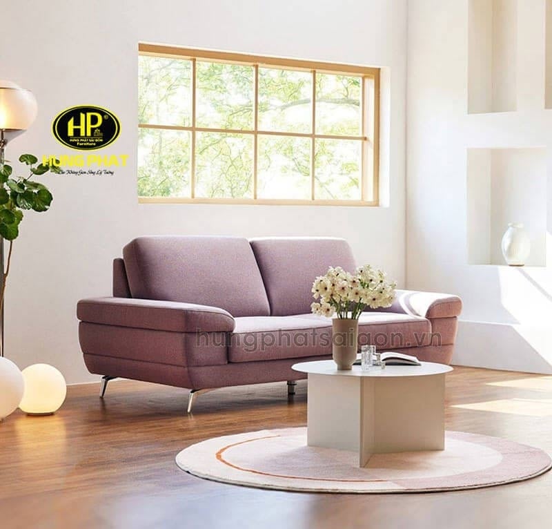 ghế sofa màu tím bọc vải bố