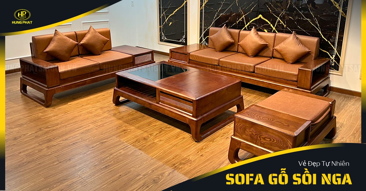 sofa gỗ sồi nga