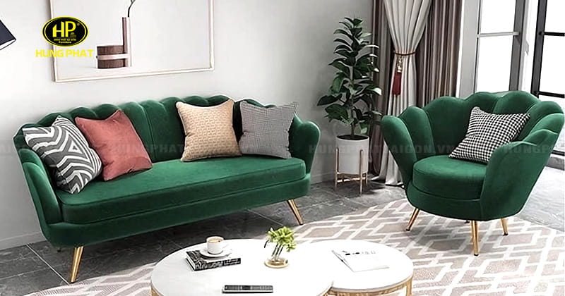 ảnh thực tế sofa xanh cổ vịt