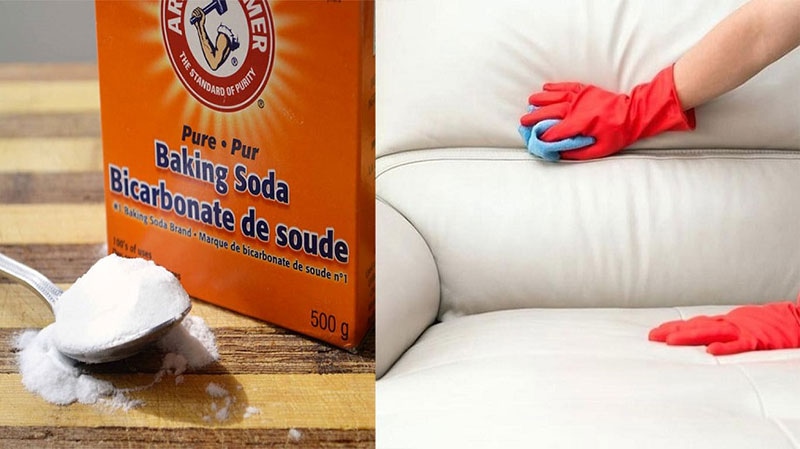 vệ sinh ghế sofa da trắng bằng baking soda