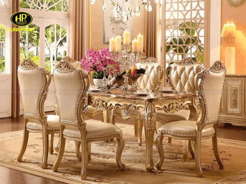 bàn ăn tân cổ điển 6 ghế ba-8218