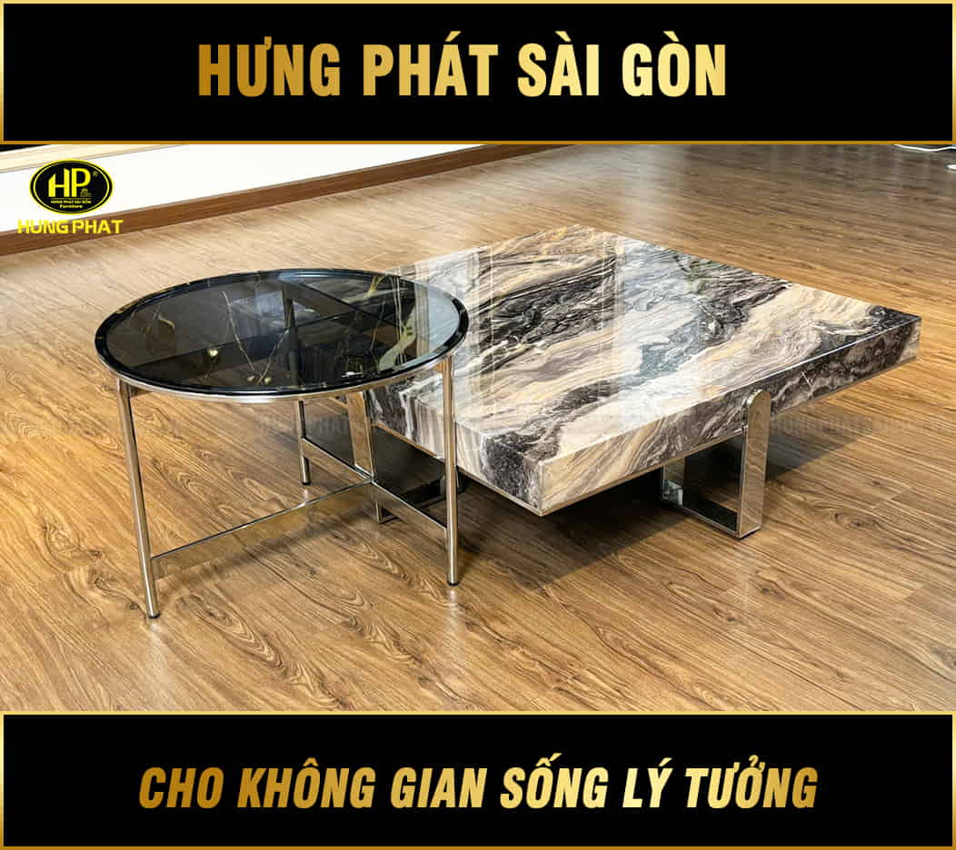 bàn sofa đôi mặt đá hiện đại 881