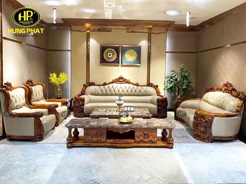 bộ bàn ghế sofa tân cổ điển gỗ mun sf-897