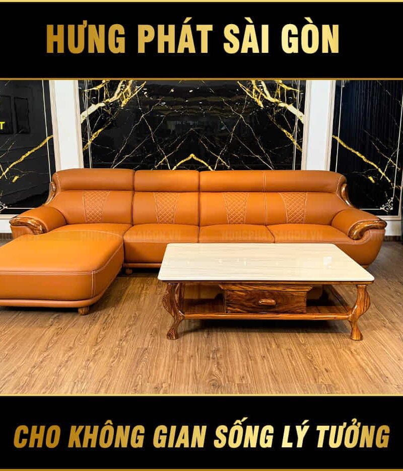 ghế sofa da bò ý viền gỗ mun nam phi wj110b