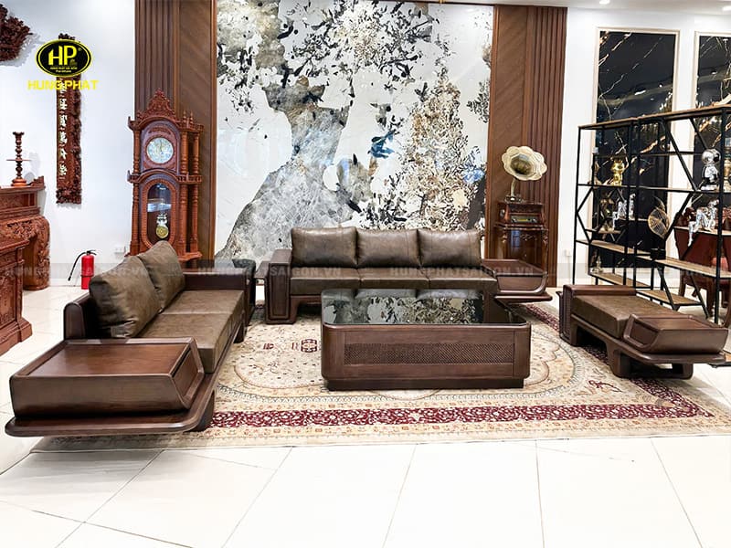 bộ ghế sofa gỗ sồi nhập khẩu cao cấp sv-019