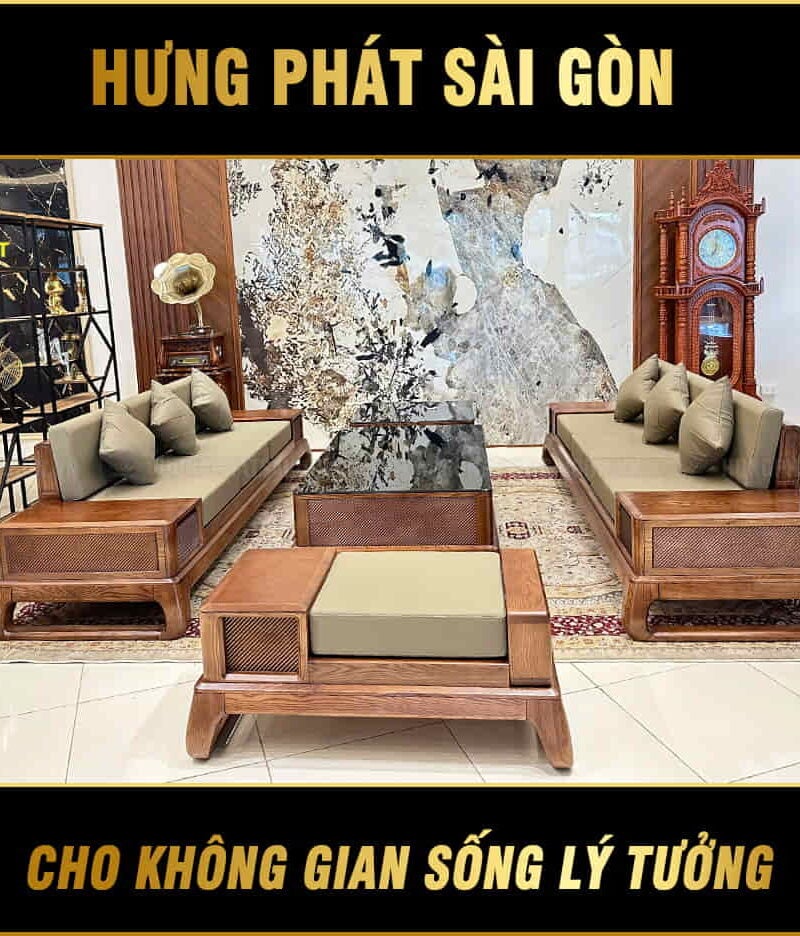 bộ ghế sofa gỗ sồi tự nhiên hs-43b