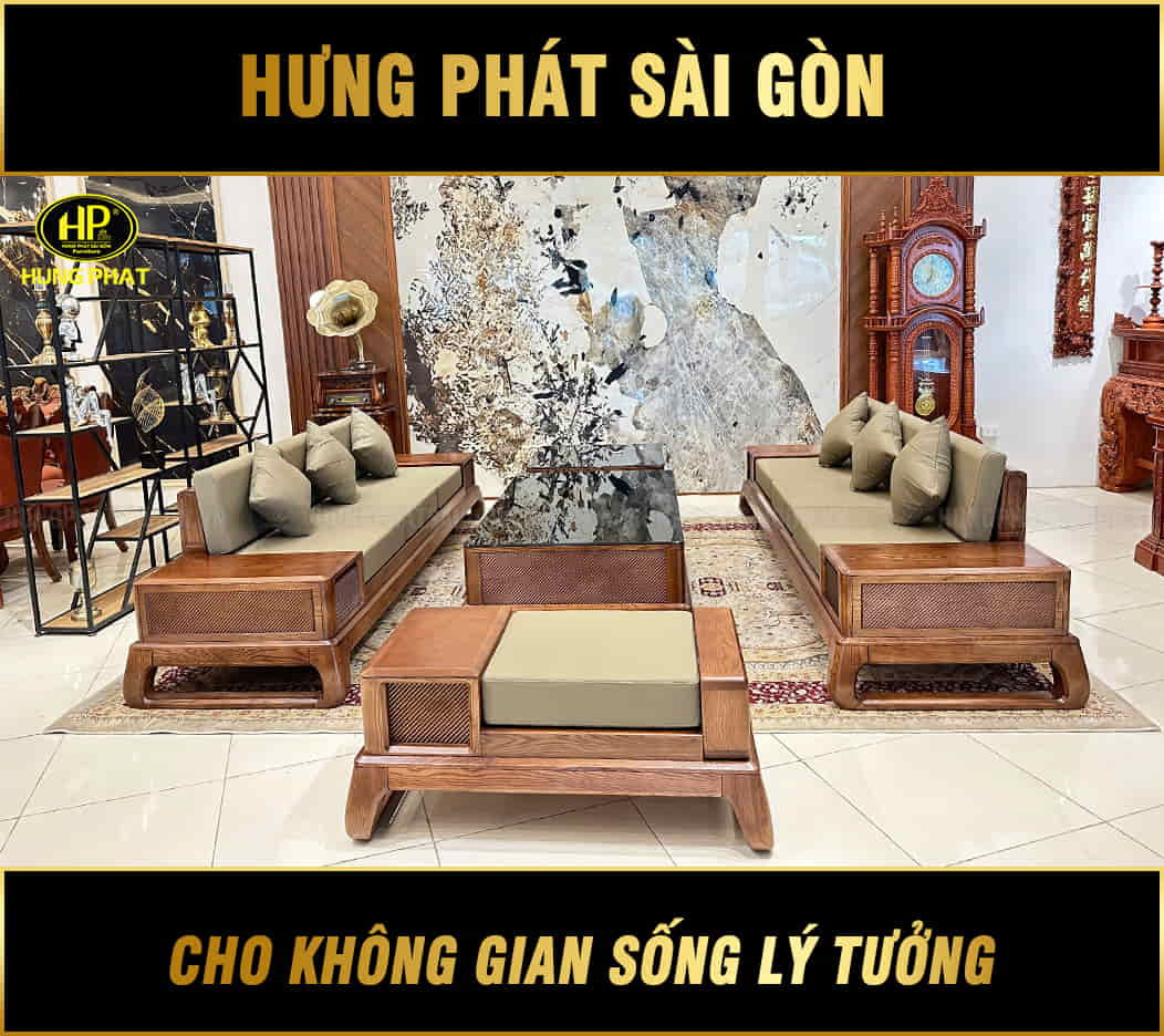 bộ ghế sofa gỗ sồi tự nhiên hs-43b