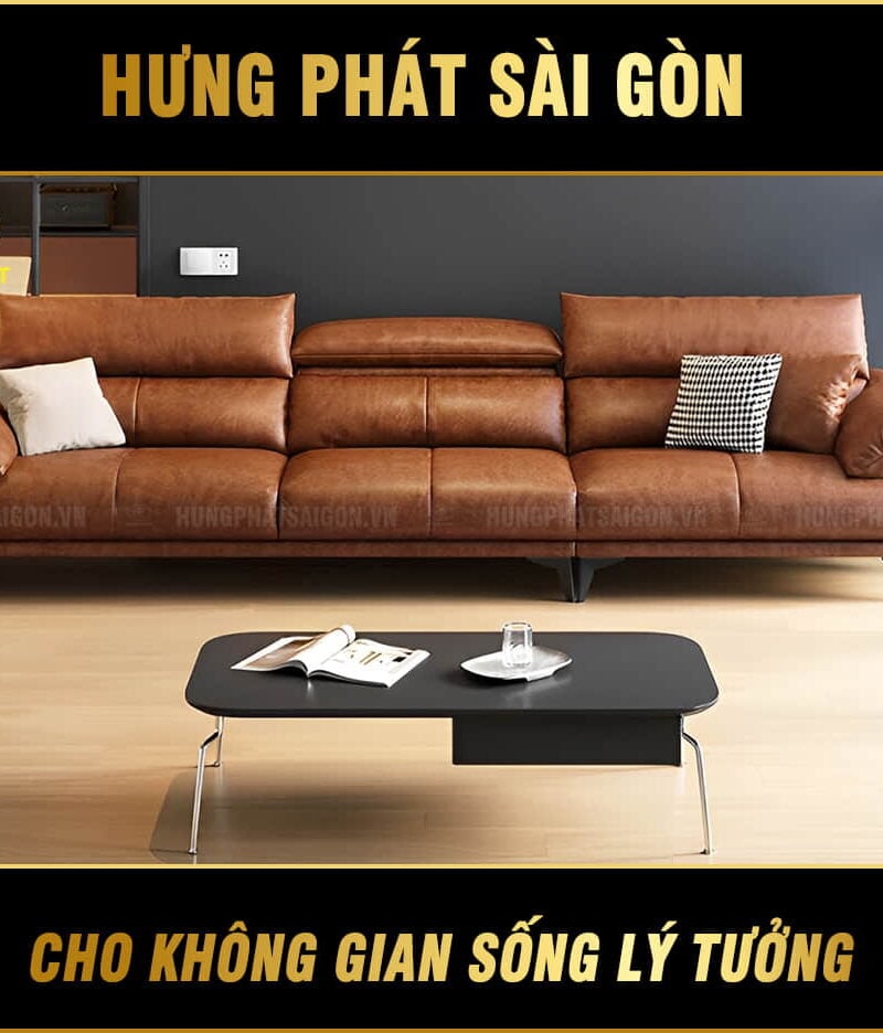 ghế sofa da bò ý hiện đại h-344