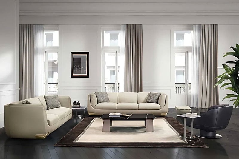 sofa chân inox sang trọng và tinh tế