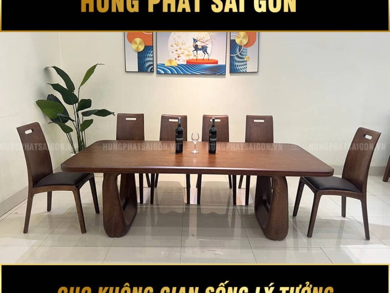 bàn ăn gỗ sồi nga 6 ghế