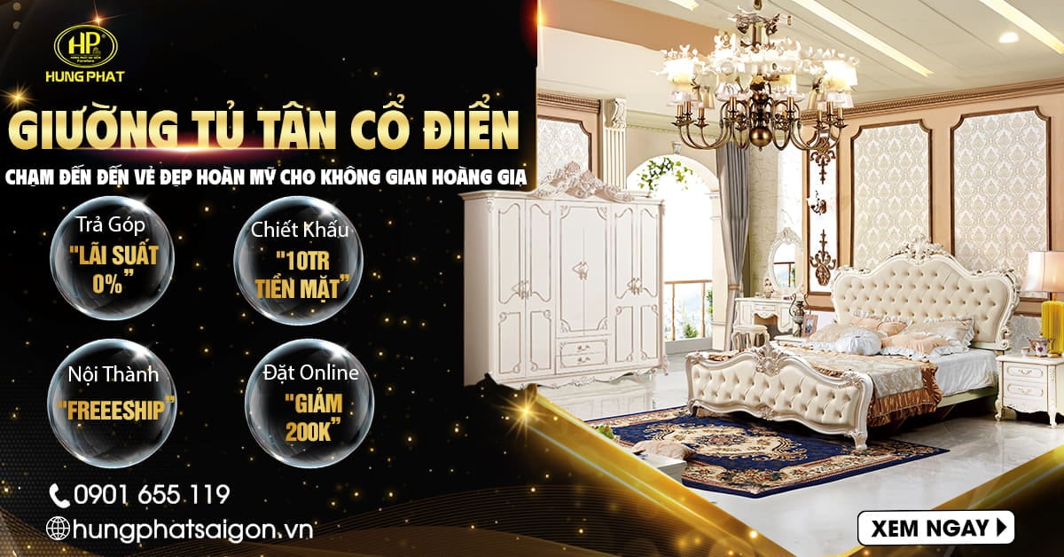 banner danh mục giường tủ tân cổ điển