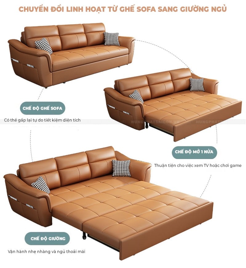 chuyển đổi linh hoạt sofa sang giường