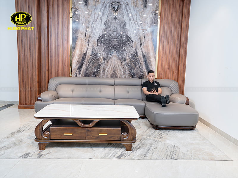 ghế sofa gỗ mun wj-212 trưng bày tại showroom