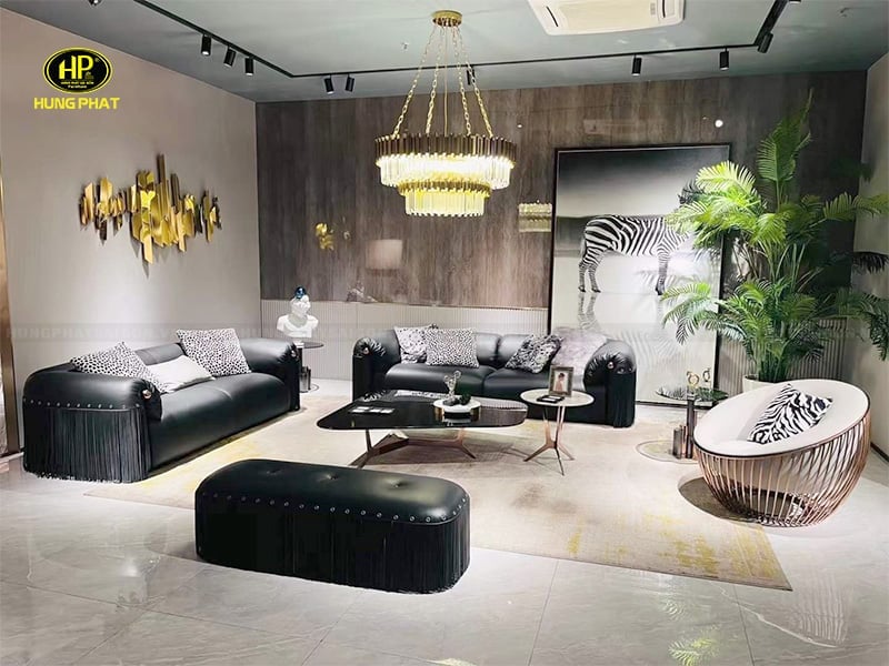 sofa bọc da sang trọng cho penhouse m-818