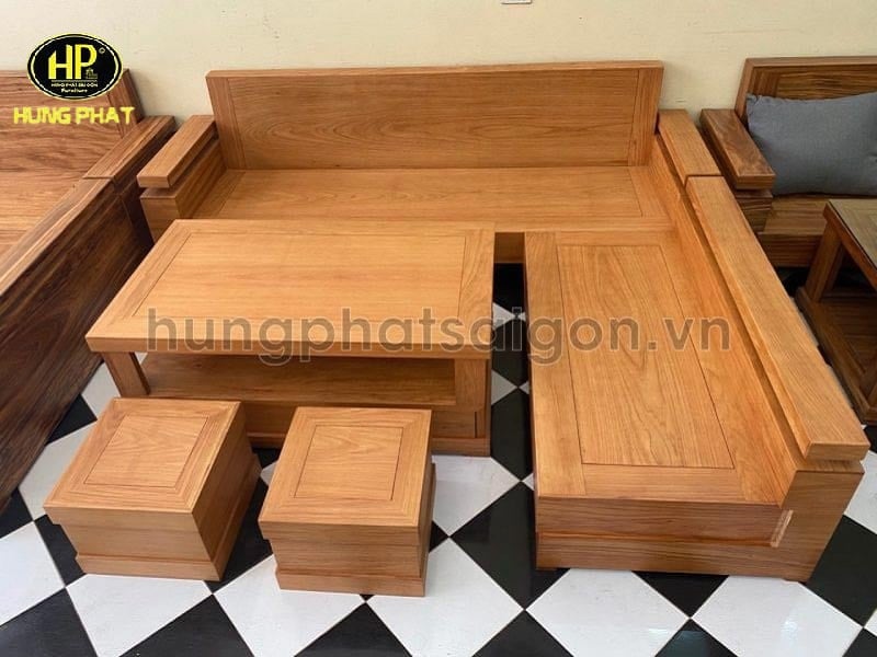 sofa góc gỗ hương đá