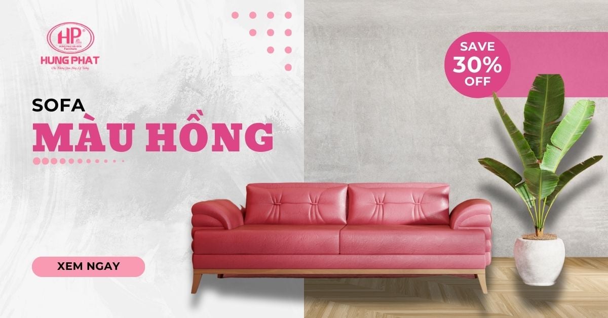 banner sofa màu hồng
