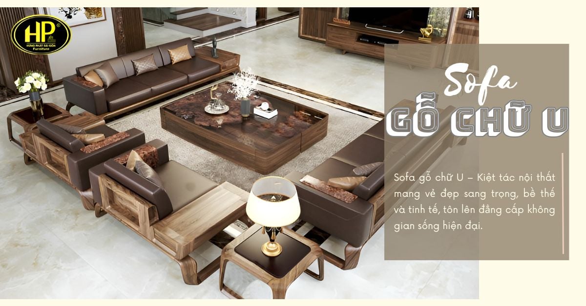 sofa gỗ chữ u