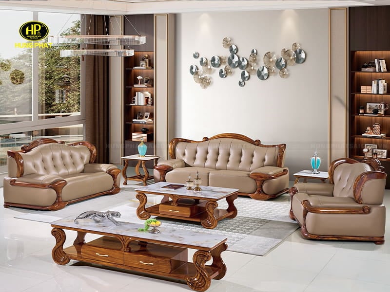 sofa gõ mun cao cấp f100