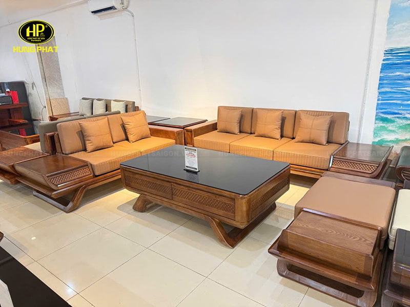 sofa gỗ sồi sang trọng hs-032tm