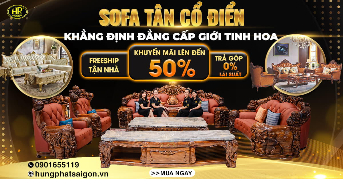 banner sofa tân cổ điển chữ l