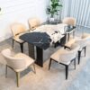 bộ bàn ăn mặt đá cao cấp hiện đại hlt25-2020