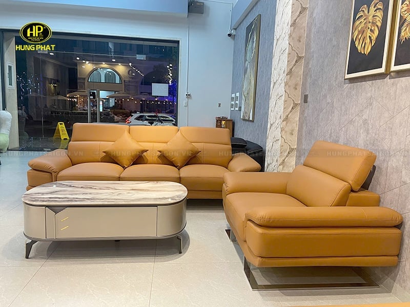 ghế sofa màu da bò lau được mực bút bi hb-03p
