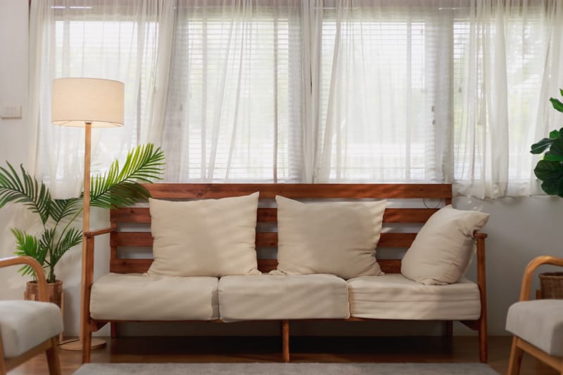 sofa gỗ 1m6 đơn giản mini