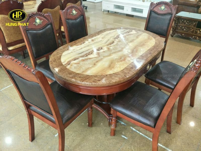 bàn ăn oval cao cấp mặt đá ba-05