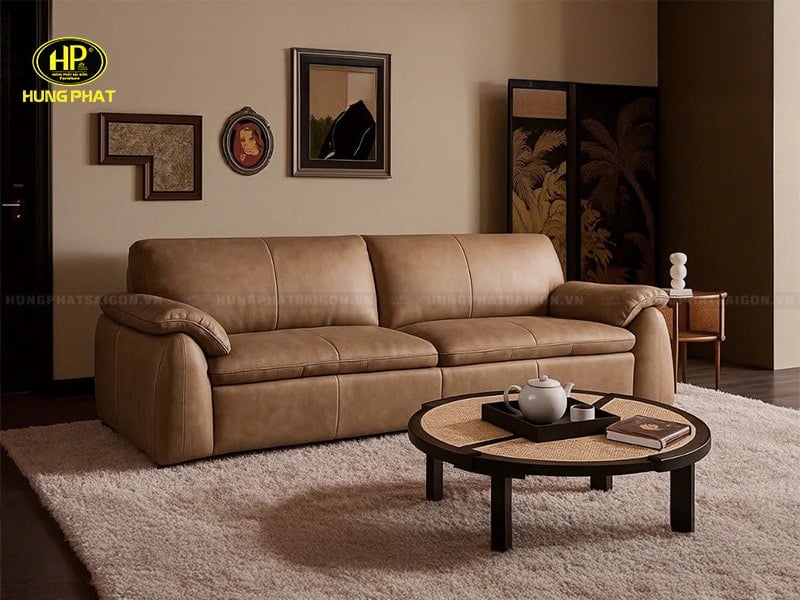 sofa da thiết kế nhỏ gọn h-710
