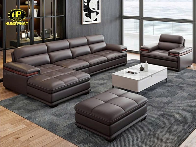 sofa góc l da hàn quốc hiện đại hd-115