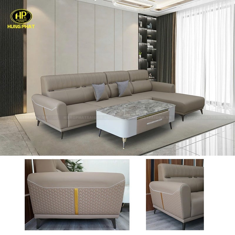 sofa khung gỗ sồi da microfiber vt-211a