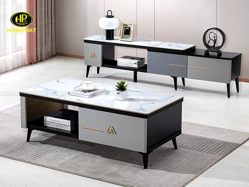 bàn trà sofa chữ nhật mạt đá bt-92