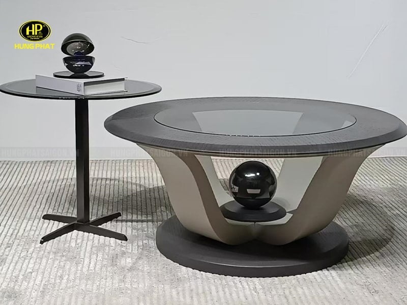 bàn tròn sofa kính cường lực