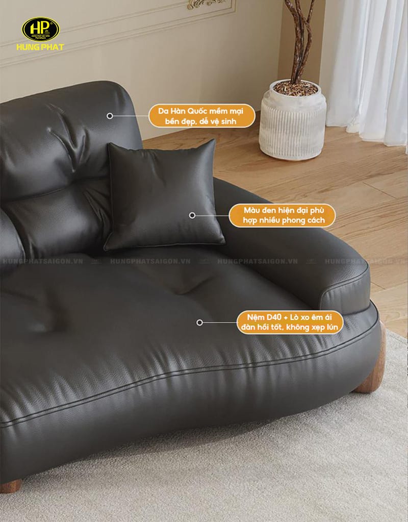 thông tin sofa da màu đen h-407