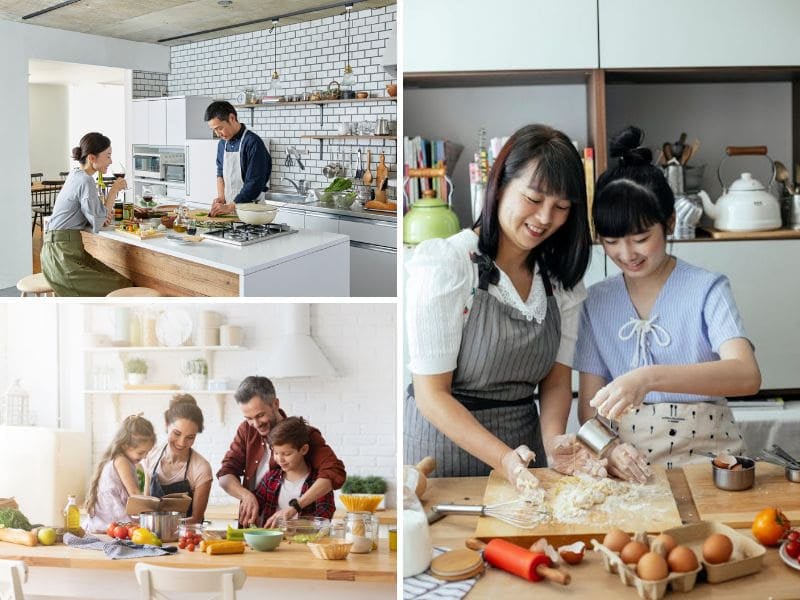 bàn ăn kèm đảo bếp giữ gắn kết gia đình