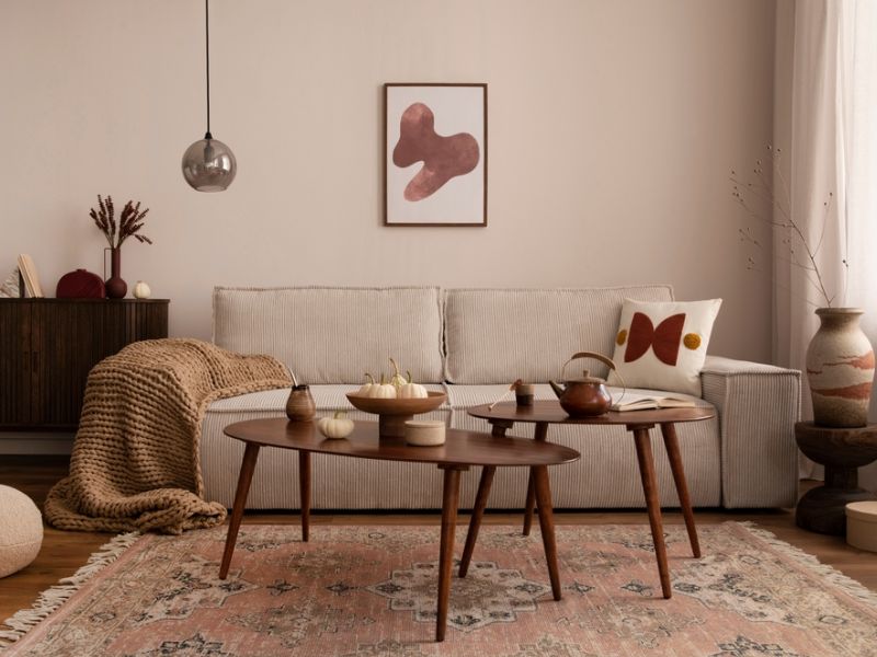 bàn sofa oval có kiểu dáng mềm mại