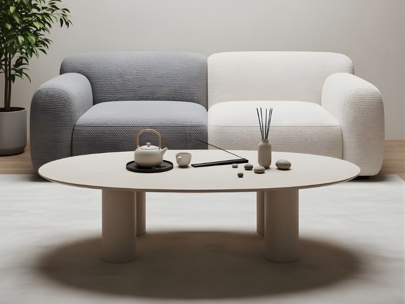 bàn trà oval phù hợp với nhiều không gian