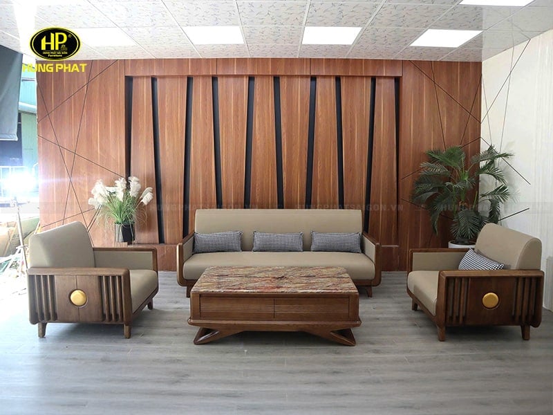 bộ ghế sofa 123 gỗ sồi tự nhiên vt-415c