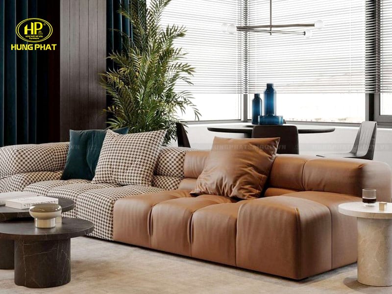 ghế sofa xếp hình modul họa tiết phong cách bắc âu h-412