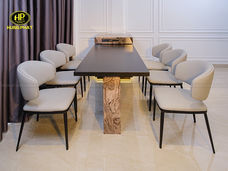 mãu bàn ăn 6 ghế kết hợp bếp nấu dt-278