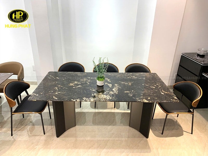 bàn ăn khung inox đi kèm 6 ghế ba-hlt24-1172