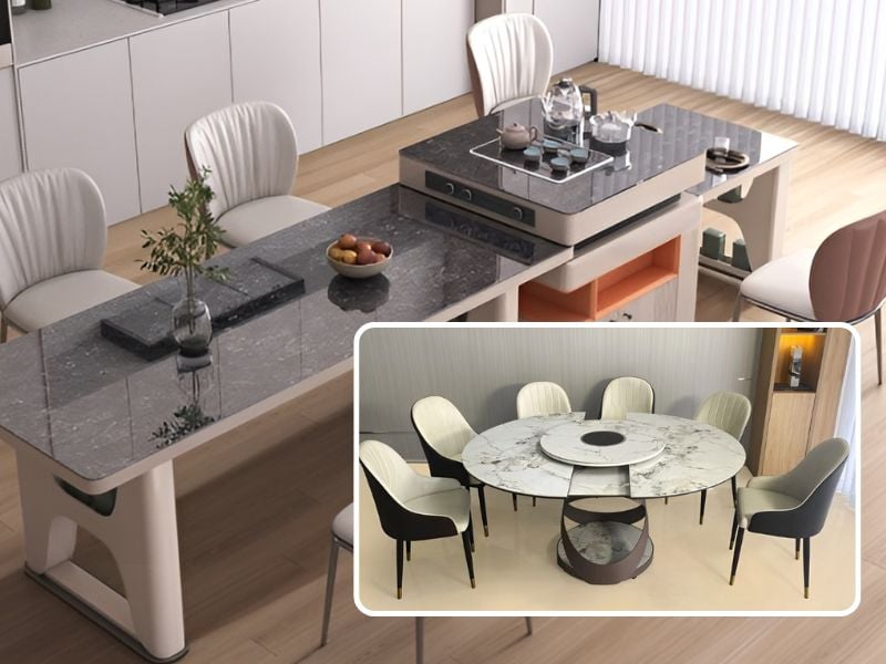 bàn ăn tích hợp bếp từ